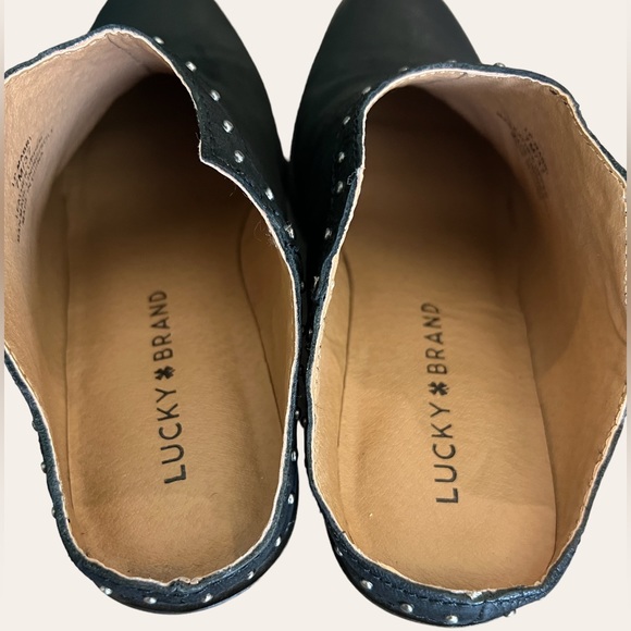 Lucky Brand Mabri Leather Mules Black Studded - Picture 7 of 8